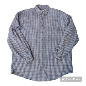Eddie Bauer Cotton Blue Red PlaidButton Down Collar Long Sleeve Shirt. Men's LT